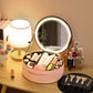 Round Smart LED Makeup Bag With Mirror Lights Women Beauty Bag Large Capacity PU Leather Travel Organizers Cosmetic Case