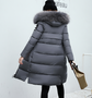 The new cotton padded winter long big girls slim Korean fur collar size feather padded female thickening