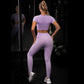 Pure Color Yoga Pants Fitness Sports Yoga Clothes Two-Piece Suit