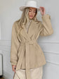 Retro Khaki Suit Collar Trench Coat Coat