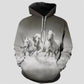 Printed Animal Horse Painting Hoodie Fashion Men Loose Sweater