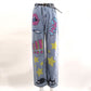 INS European And American Style Autumn Fashion Low Waist Vintage Printed Slim Fit Straight-leg Denim Trousers