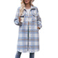 Printed Checks Mid-length Coat Mohair Plaid Wool Coat