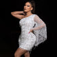 Off-shoulder Exaggerated Sleeve Sequins Decorative Tight Dress