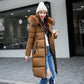 The new cotton padded winter long big girls slim Korean fur collar size feather padded female thickening