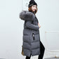 The new cotton padded winter long big girls slim Korean fur collar size feather padded female thickening