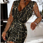 Off-shoulder Exaggerated Sleeve Sequins Decorative Tight Dress