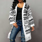 Ladies Tassel Hem Jacquard Cardigan Sweater