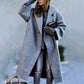 Turn-down Collar Coat Printed Woolen Long-cut Coat