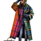 Turn-down Collar Coat Printed Woolen Long-cut Coat