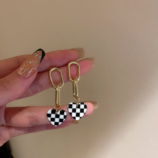 Checkerboard Earrings Personalized Oil Drop Women