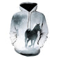 Printed Animal Horse Painting Hoodie Fashion Men Loose Sweater