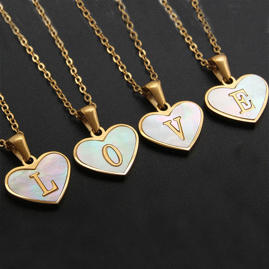 26 Letter Heart-shaped Necklace White Shell Love Clavicle Chain Fashion Personalized Necklace For Women Jewelry Valentine&